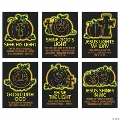 Outlet ⌛ Christian Neon Pumpkin Poster Set - 6 Pc. 🔔
