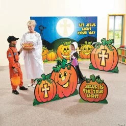 Best Pirce 🎁 Christian Pumpkin Backdrop Banner 🦇 Halloween Decoration - 3 Pc. 🔔 -ceiling decoration shop christian pumpkin backdrop banner halloween decoration 3 pc 13772739 a02