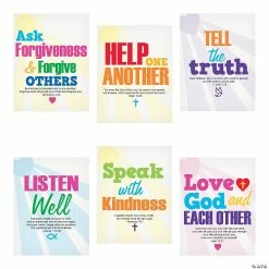 New 👍 Faith Classroom Rules Poster Set - 6 Pc. 🔥