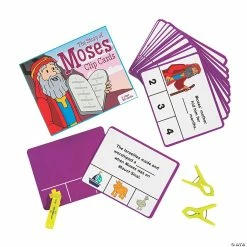 New 😀 The Story of Moses Bible Comprehension Clip Cards - 24 Pc. 💯